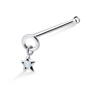 Stone Placed Star Silver Bone Nose Stud NSKD-554